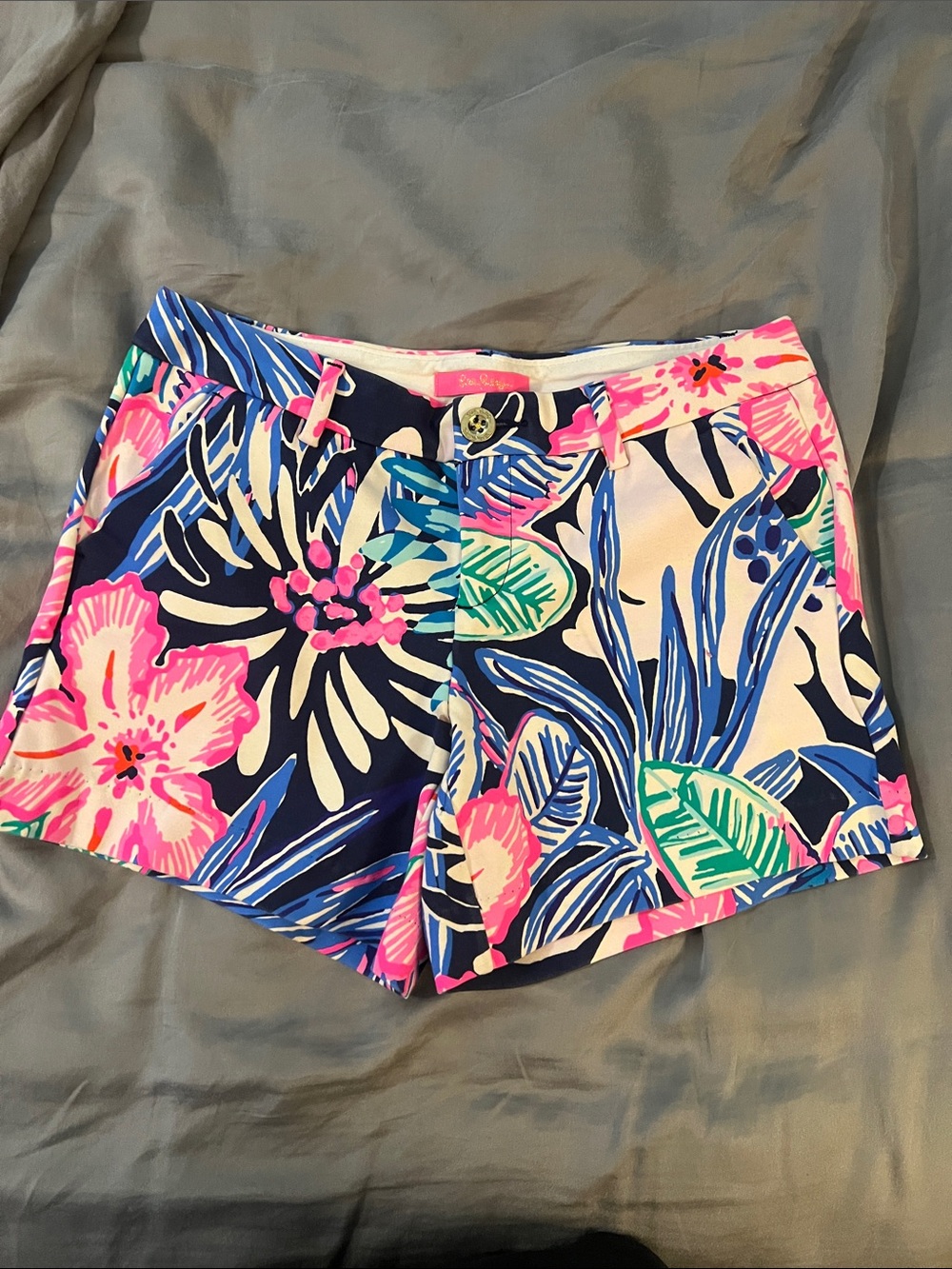 Lilly Pulitzer Navy Pink Green Floral Riviera Shorts